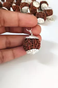 Original 6 Mukhi Nepali Rudraksha Silver Pendant at Wholesale Rate Chakra Healing Jewellery Six Faced Beads 1 Pcs
