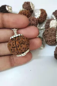 Original 8 Mukhi Nepali Rudraksha Silver Pendant at Wholesale Rate Chakra Healing Jewellery Eight Faced Beads 1 Pcs