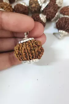 Original 9 Mukhi Nepali Rudraksha Silver Pendant at Wholesale Rate Chakra Healing Jewellery Nine Faced Beads 1 Pcs