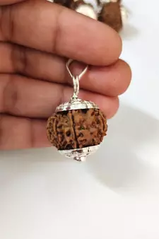 Original 10 Mukhi Nepali Rudraksha Silver Pendant at Wholesale Rate Chakra Healing Jewellery Ten Faced Beads 1 Pcs