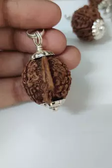 Original Shree Ganesha Nepali Rudraksha Silver Pendant at Wholesale Rate Chakra Healing Jewellery Beads 1 Pcs