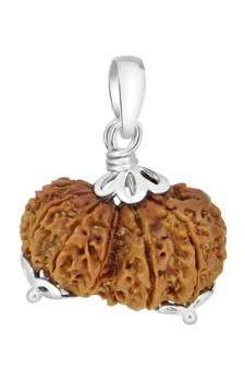 Original Shri Gauri Shankar Nepali Rudraksha Silver Pendant at Wholesale Rate Chakra Healing Jewellery Beads 1 Pcs