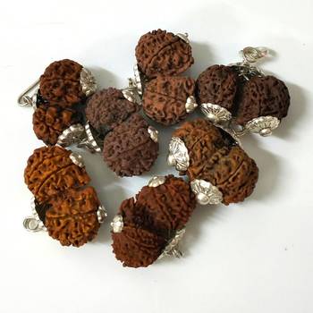Original Shri Gauri Shankar Nepali Rudraksha Silver Pendant at Wholesale Rate Chakra Healing Jewellery Beads 1 Pcs 3