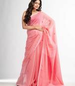 Quartz Pink resham cotton kota check all over Buti jacquqrd Pallu handwoven saree