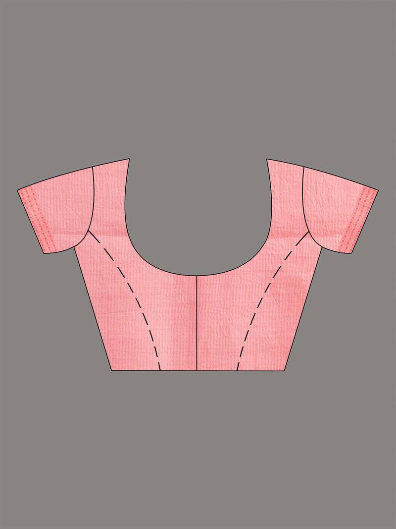 Quartz Pink resham cotton kota check all over Buti jacquqrd Pallu handwoven saree