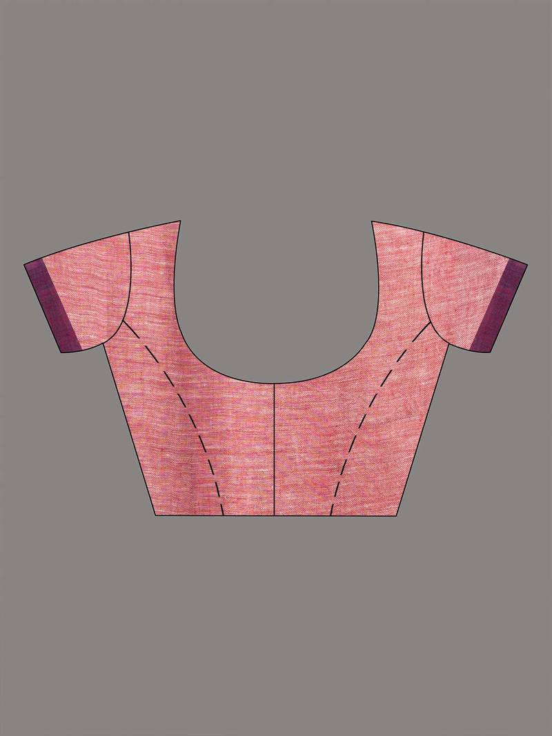 Blue and white half and half red Pallu in multe colour border handwoven linen saree