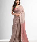 Beige resham cotton kota check all over Buti jacquqrd Pallu handwoven saree