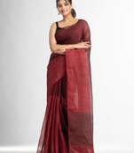 black all body type check with black pallu handwoven tissue linen saree