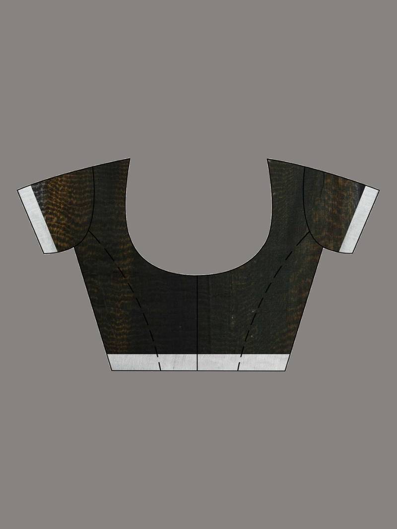 Bottle green all body small fish design with fish design pallu in solid border handwoven Cotton-Sarees