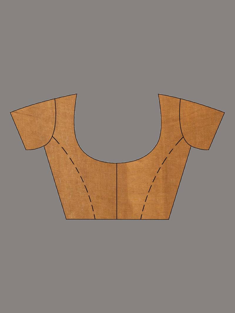 saffron with silver zari pallu in silver zari border handwoven linen saree