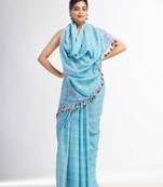 Sky Handwoven Cotton Jamdani handloom Saree