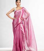 pink tissue cotton solit haif inchi border saree