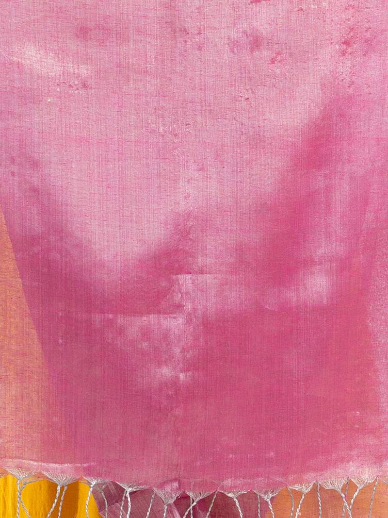 pink tissue cotton solit haif inchi border saree