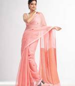 Peachmod resham cotton kota check all over Buti jacquqrd Pallu handwoven saree