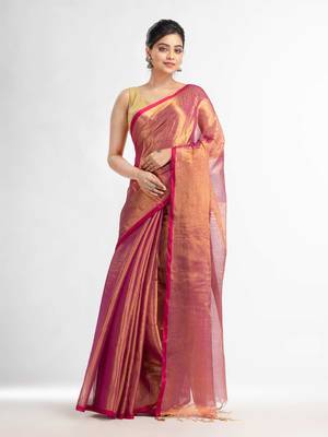 Rani tissue cotton solit haif inchi border saree 1