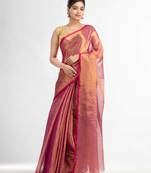 Rani tissue cotton solit haif inchi border saree