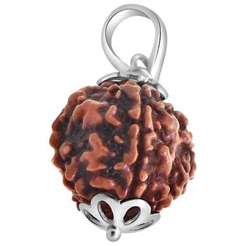Original 4 Mukhi Nepali Rudraksha Silver Plated Pendant at Wholesale Rate Chakra Healing Four Faced Beads 1 Pcs 1