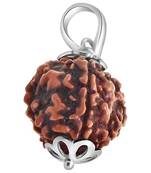 Original 4 Mukhi Nepali Rudraksha Silver Plated Pendant at Wholesale Rate Chakra Healing Four Faced Beads 1 Pcs