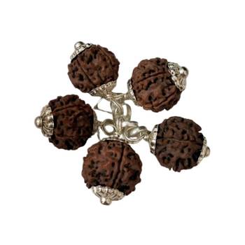 Original 5 Mukhi Nepali Rudraksha Silver Plated Pendant at Wholesale Rate Chakra Healing Five Faced Beads 1 Pcs 2