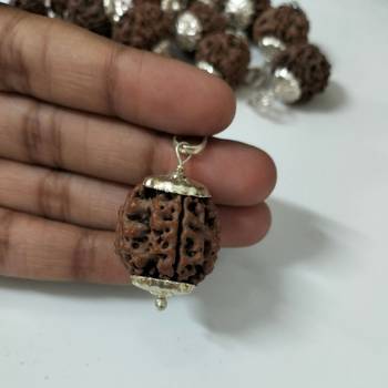 Original 5 Mukhi Nepali Rudraksha Silver Plated Pendant at Wholesale Rate Chakra Healing Five Faced Beads 1 Pcs 4