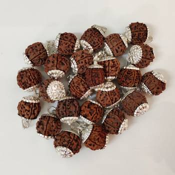 Original 6 Mukhi Nepali Rudraksha Silver Plated Pendant at Wholesale Rate Chakra Healing Six Faced Beads 1 Pcs 3