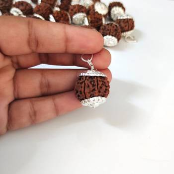 Original 6 Mukhi Nepali Rudraksha Silver Plated Pendant at Wholesale Rate Chakra Healing Six Faced Beads 1 Pcs 4