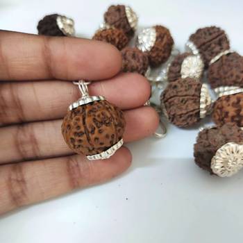 Original 8 Mukhi Nepali Rudraksha Silver Plated Pendant at Wholesale Rate Chakra Healing Eight Faced Beads 1 Pcs 4