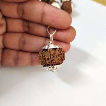 Mukhi Nepali Rudraksha Silver Plated Pendant Beads Ten 4