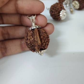 Original Shree Ganesha Nepali Rudraksha Silver Plated Pendant at Wholesale Rate Chakra Healing Jewellery Beads 1 Pcs 4