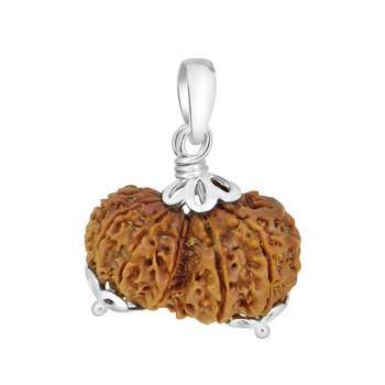 Original Shri Gauri Shankar Nepali Rudraksha Silver Plated Pendant at Wholesale Rate Chakra Healing Beads 1 Pcs 1
