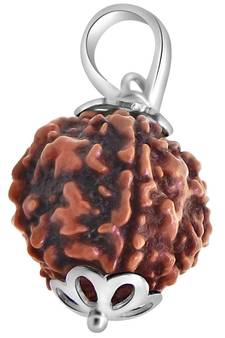 Original 7 Mukhi Indonesia Rudraksha Silver Plated Pendant at Wholesale Rate Chakra Healing Seven Faced Beads 1 Pcs