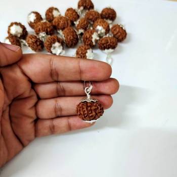 Original 8 Mukhi Indonesia Rudraksha Silver Plated Pendant at Wholesale Rate Chakra Healing Eight Faced Beads 1 Pcs 4