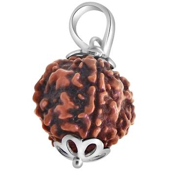 Original 9 Mukhi Indonesia Rudraksha Silver Plated Pendant at Wholesale Rate Chakra Healing Nine Faced Beads 1 Pcs 1