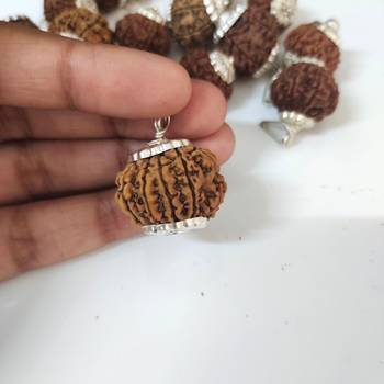 Original 9 Mukhi Indonesia Rudraksha Silver Plated Pendant at Wholesale Rate Chakra Healing Nine Faced Beads 1 Pcs 4