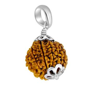 Original 10 Mukhi Indonesia Rudraksha Silver Plated Pendant at Wholesale Rate Chakra Healing Ten Faced Beads 1 Pcs 1