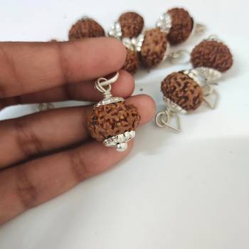 Original 10 Mukhi Indonesia Rudraksha Silver Plated Pendant at Wholesale Rate Chakra Healing Ten Faced Beads 1 Pcs 4