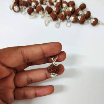 Original 11 Mukhi Indonesia Rudraksha Silver Plated Pendant at Wholesale Rate Chakra Healing Eleven Faced Beads 1 Pcs 4