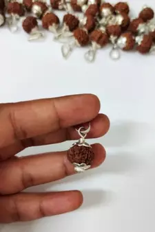 Original 11 Mukhi Indonesia Rudraksha Silver Plated Pendant at Wholesale Rate Chakra Healing Eleven Faced Beads 1 Pcs