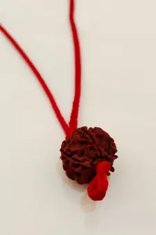 Original 5 Mukhi Nepali Rudraksha Pendant With Red Thread at Wholesale Rate Chakra Healing Five Faced Beads 1 Pcs