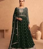 Green embroidered faux georgette salwar