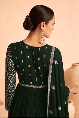 Green embroidered faux georgette salwar 2