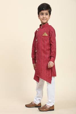 Maroon woven cotton boys-kurta-pyjama 2