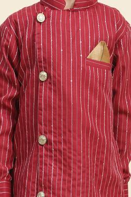 Maroon woven cotton boys-kurta-pyjama 3