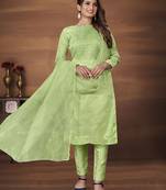 Pista Designer Thread, Sequance Embroidery Work Organza unstitched Long Length Kameez Pant party wear salwarsuit