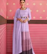 Voilet Heavy Thread,Sequance Embroidery Work Georgette unstitched Long Length Kameez Plazzo party wear salwarsuit