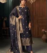 Wine Heavy Wevon Designer Viscose Silk unstitched Long Length Kameez Pant party wear salwarsuit