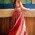 Womens Red Satin Embroidery Work Wedding, Party Wear Semi-stitched Latest Lehenga Choli With Dupatta