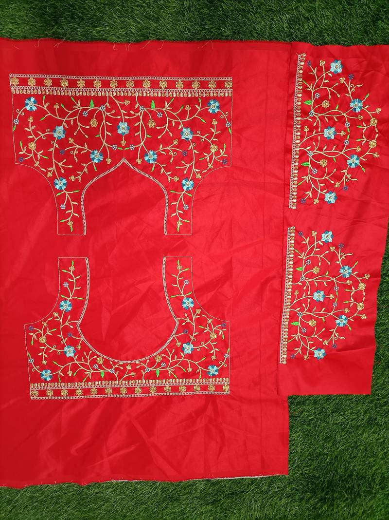 Trendmalls Womens Red Satin Embroidery Work Wedding, Party Wear Semi-stitched Latest Lehenga Choli With Dupatta