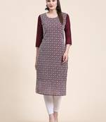 Ethnic motifs embroidered Round neck Three-quarter, regular sleeves Straight shape style Sequined