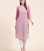 Ethnic motifs embroidered Round neck Three-quarter, regular sleeves Straight shape style Sequined